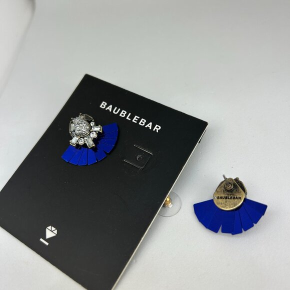 Baublebar Antyque Gold tone Crystal & blue Fan Stud Earrings New with Tag - Picture 5 of 6